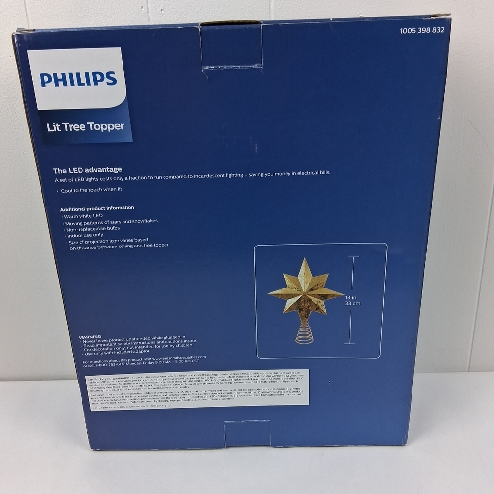 Philips LED Star & Snowflake Projection Light Tree Topper in Gold - Picture 4 of 8